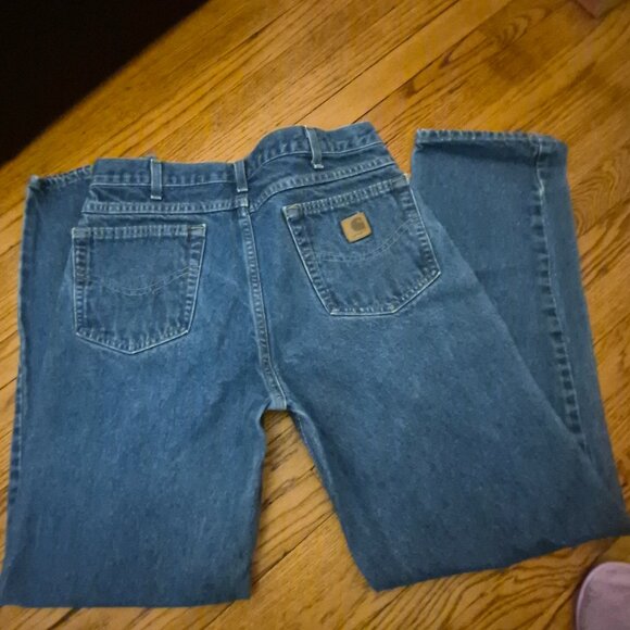 Carhartt Blue Jeans Men 34x32 Relaxed Fit B17 DST Workwear Casual Pants - Picture 5 of 6